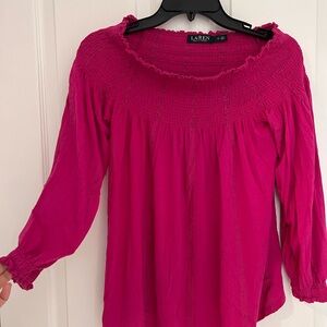 Lauren Ralph Lauren Fuchsia Off-the-Shoulder Blouse